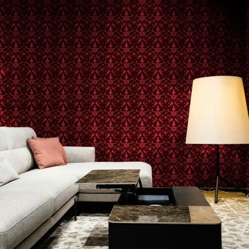 FLFK Dark Red Wallpaper Gothic Peel and Stick Wallpaper 16" x 128" - Image 6
