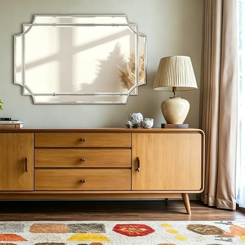 36"x24" Geometric Decorative Beveled Mirror - Image 7