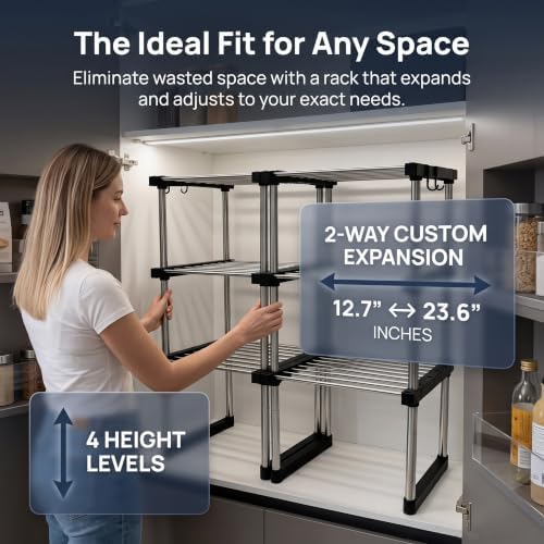 BLULEE Expandable Standing Shelf Unit, Adjustable Storage Rack Black - Image 4