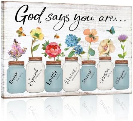 Inspirational Floral Canvas Wall Art: God Says You Are Positive Quotes Wall - Image 7