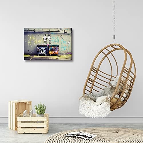 Wieco Art Banksy Graffiti Canvas Wall Art, Life is Short Chill the Duck Out - Image 2