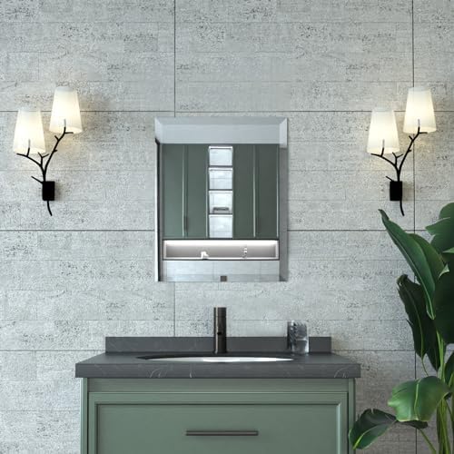 Mirrorons Beveled Mirror 16x20 Frameless Bathroom Wall Mirror Shatterproof by Mirrorons