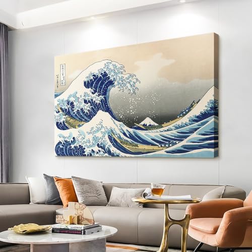msspart The Great Wave off Kanagawa by Hokusai Canvas Wall Art Japanese Classic by msspart