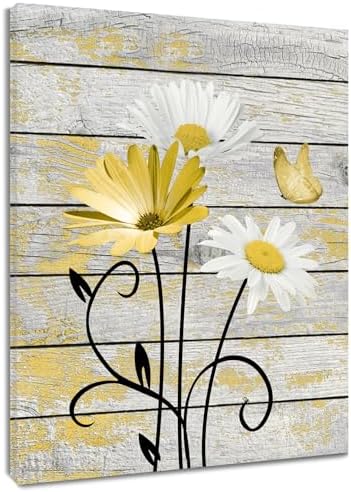 HVEST Farmhouse Yellow Floral Wall Art by HVEST