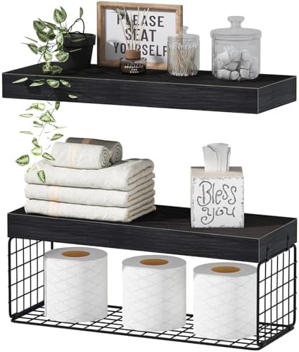 QEEIG Bathroom Shelves Over Toilet Wall Mounted by QEEIG