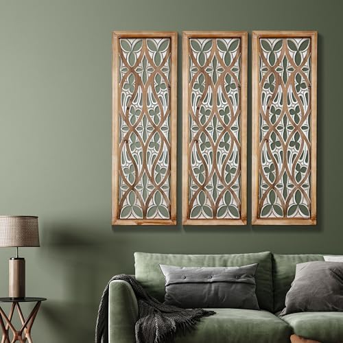 XIAOAIKA Boho Hand-Carved Ornate Geometric Wood Wall Art Panels - Image 6