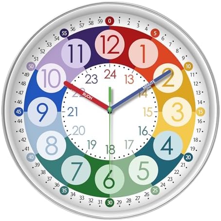 XFM Learning Clock for Kids 10 Inch Silent by XFMWallClock