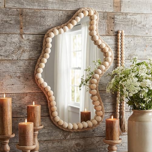 Boho Wall Decor Mirror 14"x9" Irregular Wall Mirror Small Farmhouse Rustic by Unknown