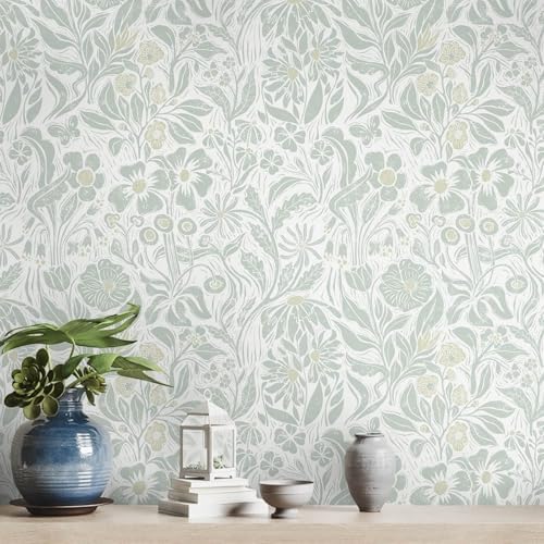 Heroad Floral Contact Paper Green Peel and Stick Wallpaper Botanical Self by HeroadBrand