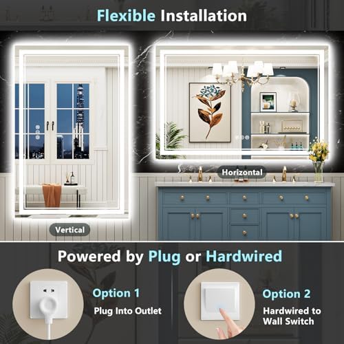 55x40 LED Bathroom Mirror, Backlit & Front Lit Lighted Mirror - Image 6