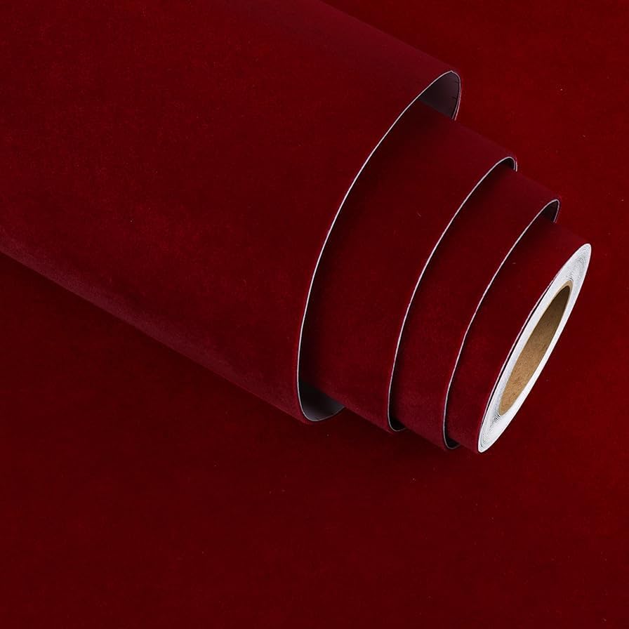 Stickyart Burgundy Velvet Wallpaper Self Adhesive Soft Luxury Felt Wallpaper by Stickyart