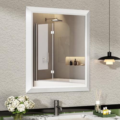 SMIROR 24x28 Matte White Bathroom Vanity Mirror by SMIROR