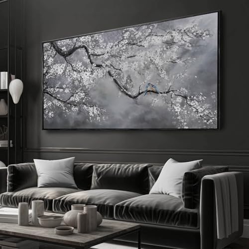 Plum Blossom Wall Art Framed Wall Art Decor Canvas Birds Wall Decorations by Kureful