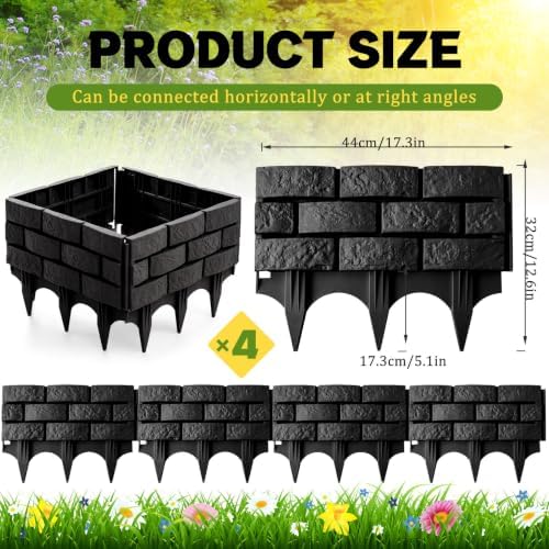 Landical 4 Pcs Black Faux Stone Garden Fence, Landscape Edging Border - Image 2