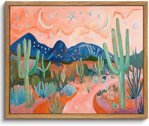 AtterrirArt Framed Western Desert Wall Art Boho Cactus Wall Dcor 8*10 inch by AtterrirArt