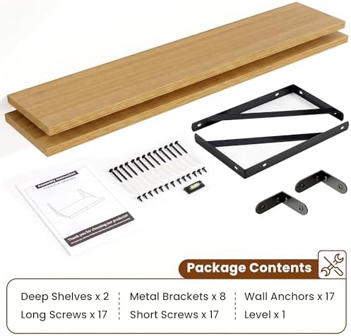 Venusmiles Deep Wall Shelves 55" W x 8" D Engineered Wood Floating Shelves - Image 4