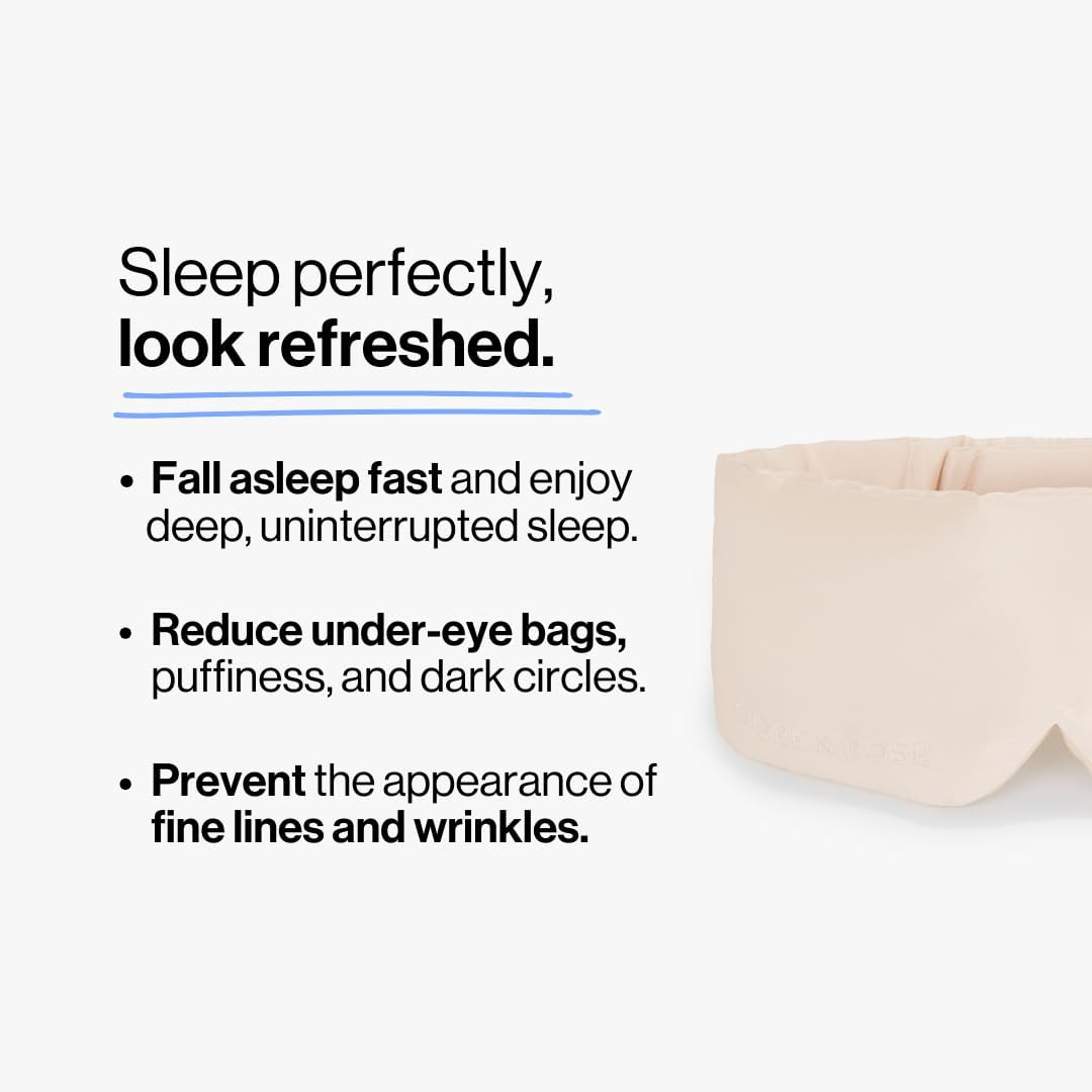 Dore & Rose Deep Sleep Mask Light Blocking, 23 Momme Mulberry Silk Eye Mask, Ultra Soft, Adjustable - Travel Sleeping Mask for Men & Women - Champagne