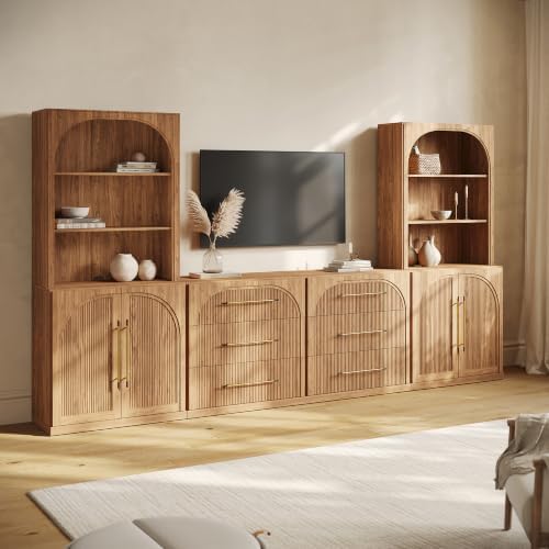 BELLEZE Jagger 130" Wall Unit 6-Piece Modular TV Stand by BELLEZE