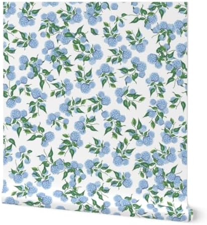 Spoonflower Hydrangea Floral Peel and Stick Wallpaper by Spoonflower