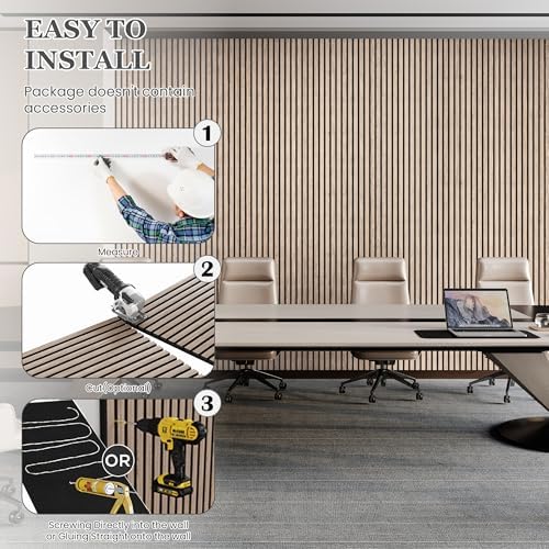 4 Pack 105.9" x 12.6" x 0.8" Acoustic Wall Panels Sound Absorbing, Wood Slat - Image 6