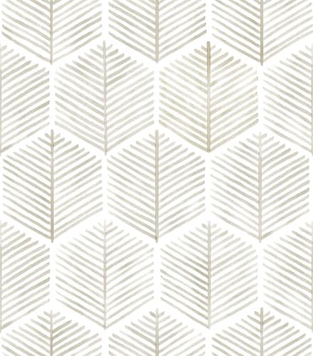 MelunMer Geometric Peel and Stick Wallpaper Boho Beige White 17.3''×591'' by MelunMer