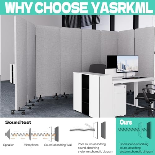 66in 3 Panel+3 Panel Soundproof Room Divider, Acoustic Office Divider - Image 2