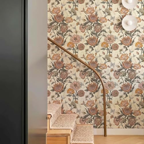 Floral Wallpaper Peel and Stick Floral Contact Paper Yellow and Pink - Image 3