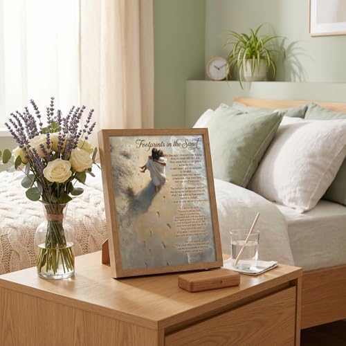 REWBKFIM Footprints In The Sand Christian Canvas Wall Art Inspirational Jesus - Image 4