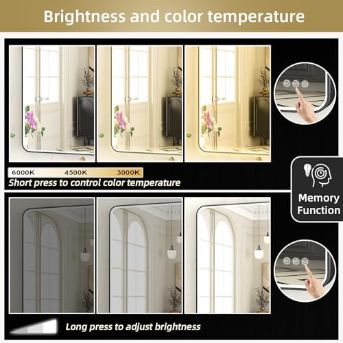 LED Mirror for Bathroom 40X28 Inch Black Framed - Image 4