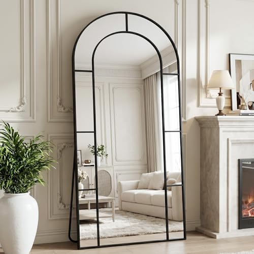 78" x 38" Arched Full Length Floor Mirror, Farmhouse Window Pane Mirror by CoomilyBrandStory