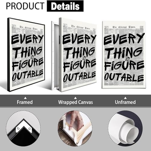 Retro Black And White Newspaper Poster Every Thing Is Figure Outable Canvas - Image 2