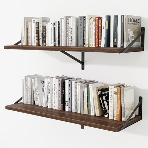 Deep Wall Shelves 40"W x 12"D Engineered Wood Floating Shelves by Venusmiles