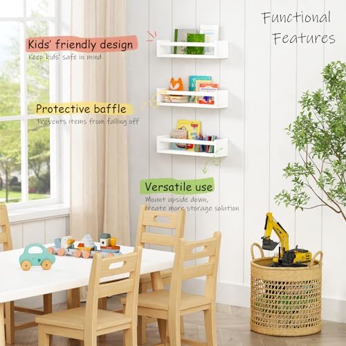 White Nursery Floating Book Shelves, Wall Bookshelf - Image 6