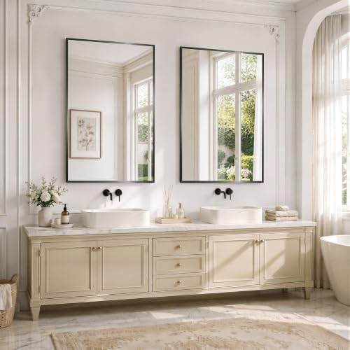 36"x36" Black Bathroom Mirror Wall Mounted - Image 5