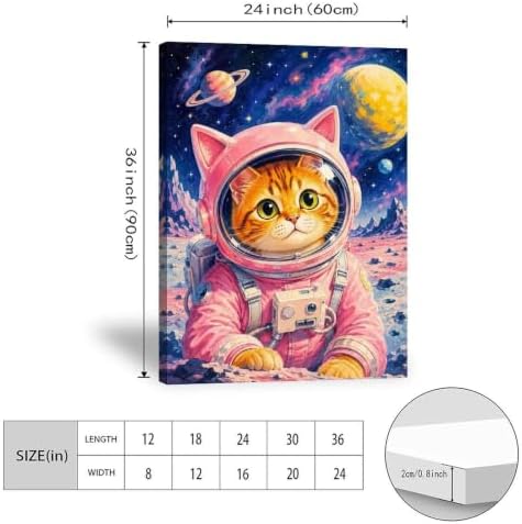 Cosmic Astronaut Cat Poster Space Galaxy Cat Canvas Wall Art - Image 3