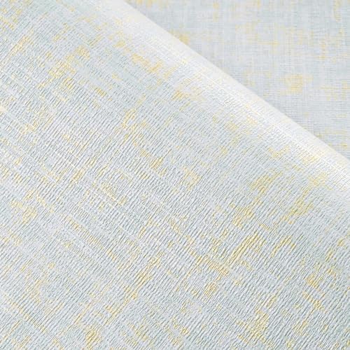 FunStick 15.8"x472" Grasscloth Wallpaper Peel and Stick Textured Blue and Gold by FunStick