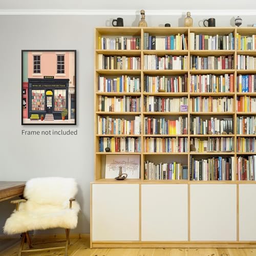 MWZUPQ Pink Bookshop Poster Book Wall Art The Bookshop On The Corner Paintings - Image 4