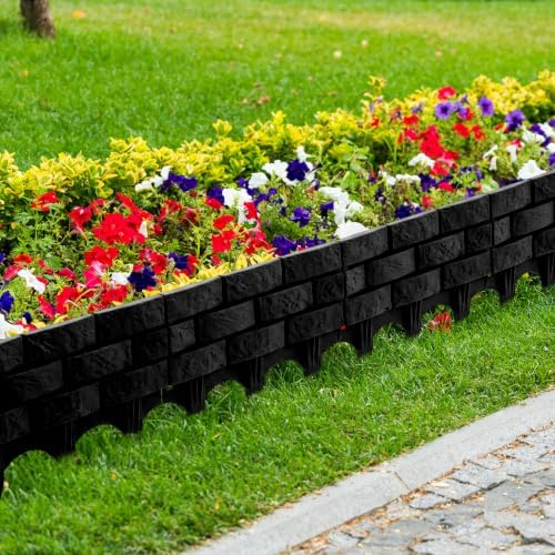 Landical 4 Pcs Black Faux Stone Garden Fence, Landscape Edging Border - Image 4
