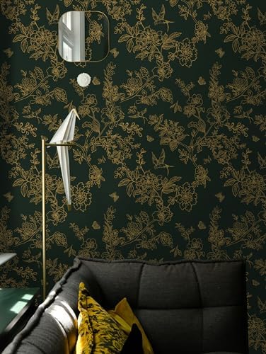 Froluya Green and Gold Peel and Stick Wallpaper - Image 3