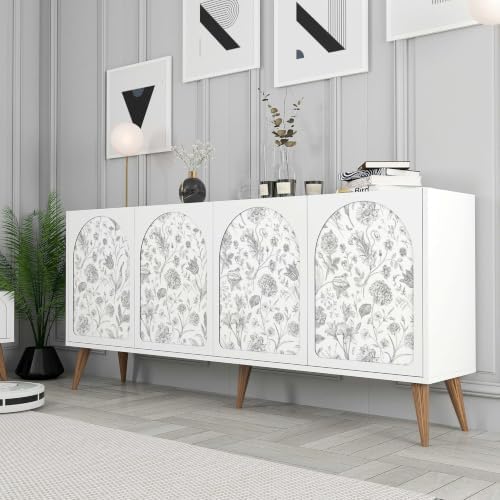 White Grey Vintage Floral Peel and Stick Wallpaper 17in x 197in - Image 4