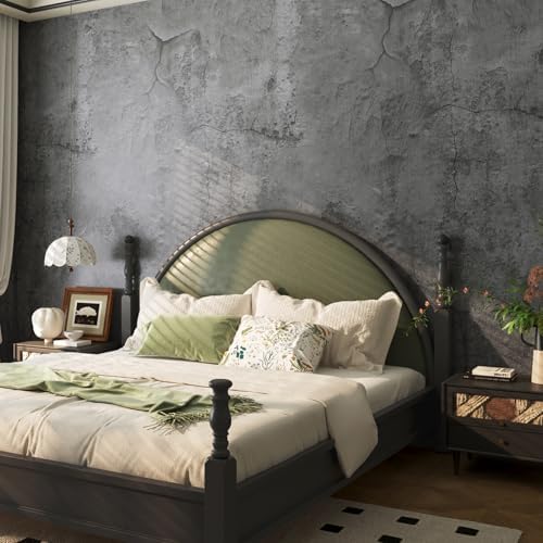 Livelynine Concrete Wallpaper Peel and Stick Textured Black Grey Dark Moody by Livelynine