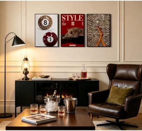Red Cheetah Wall Decor Prints Leopard Pictures Aesthetic Poster Preppy Art - Image 5