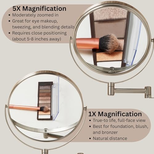 JERDON Wall-Mounted Makeup Mirror - Image 4