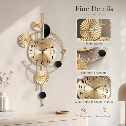 32" Modern Large Wall Clock Decorative Metal Art - Image 6