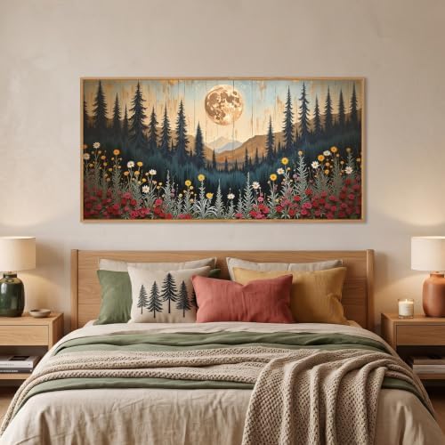 Vintage Moon Forest Framed Canvas Wall Art Set - Image 4