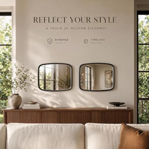 2 Pack Rounded Square Wall Mirror, Aesthetic Curved Edge Vanity Mirror - Image 6
