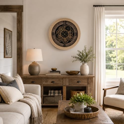 Real Moving Gears Wall Clock Large Farmhouse Clocks - Image 5