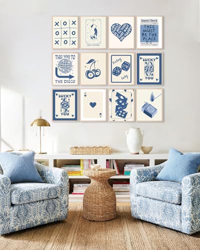 KBKBART 12 Pcs Blue Lucky Poster, Playing Card Wall Art, Poker Room Decor - Image 4