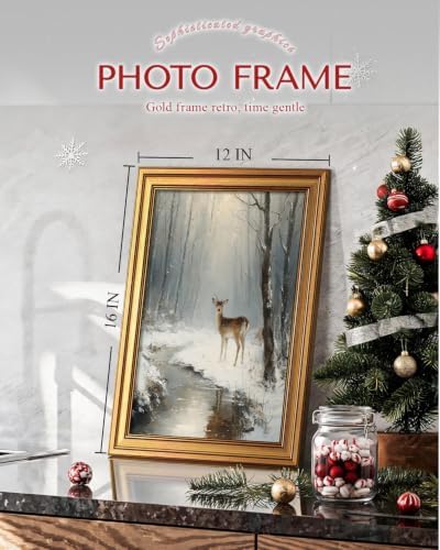 VIYYIEA Christmas Reindeer Wall Art Snowy Landscape Painting 12x16 In - Image 5