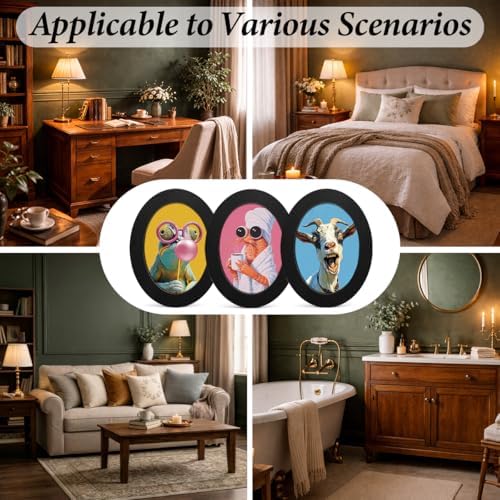 3Pcs Funny Cute Animal Oval Wall Art Framed Whimsical Modern Decor - Image 6